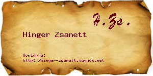 Hinger Zsanett névjegykártya